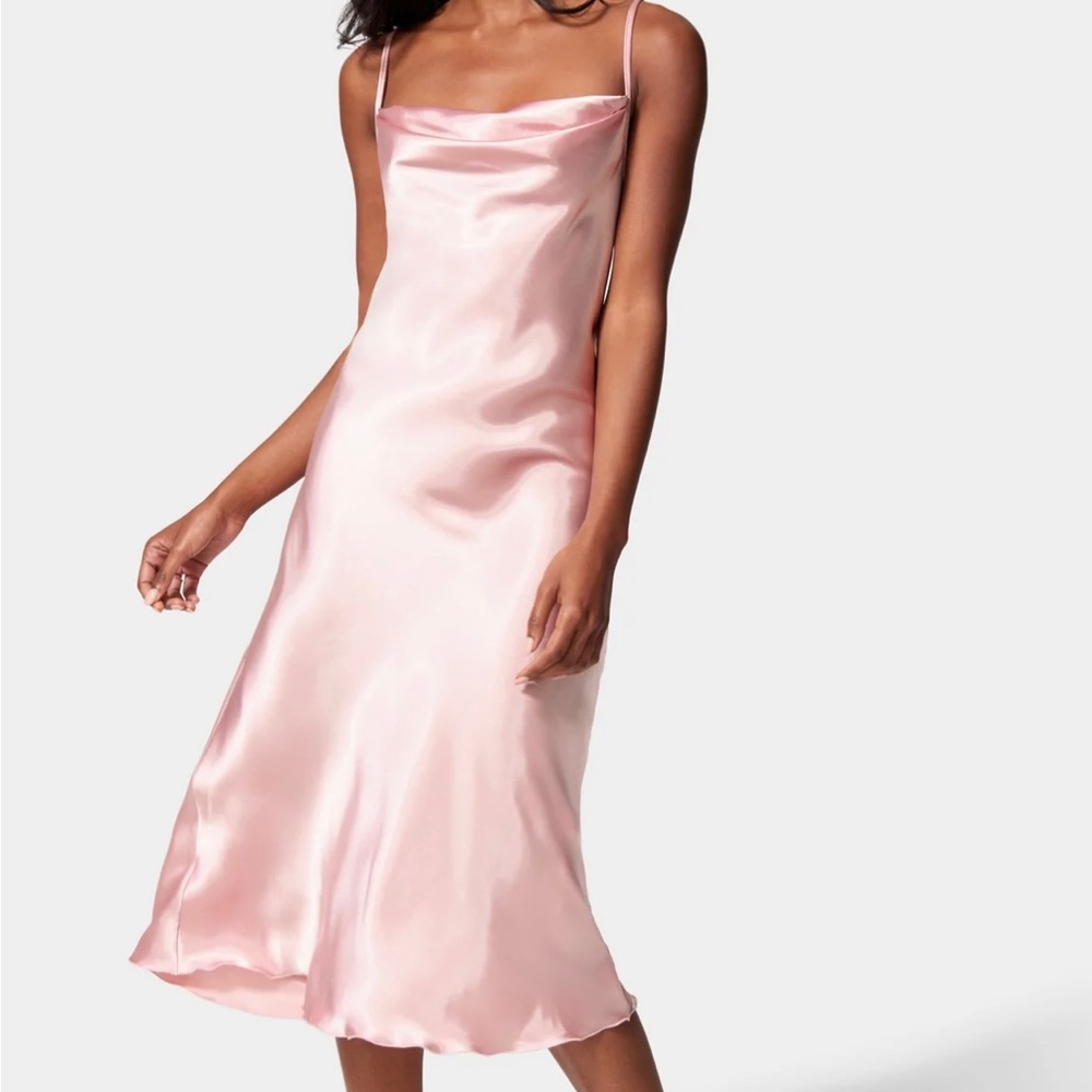 Bebe SATIN COWL NECK SLIP MIDI DRESS Small
